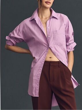 Anthropologie Maeve The Bennett Button Down Shirt Tunic Cotton Poplin